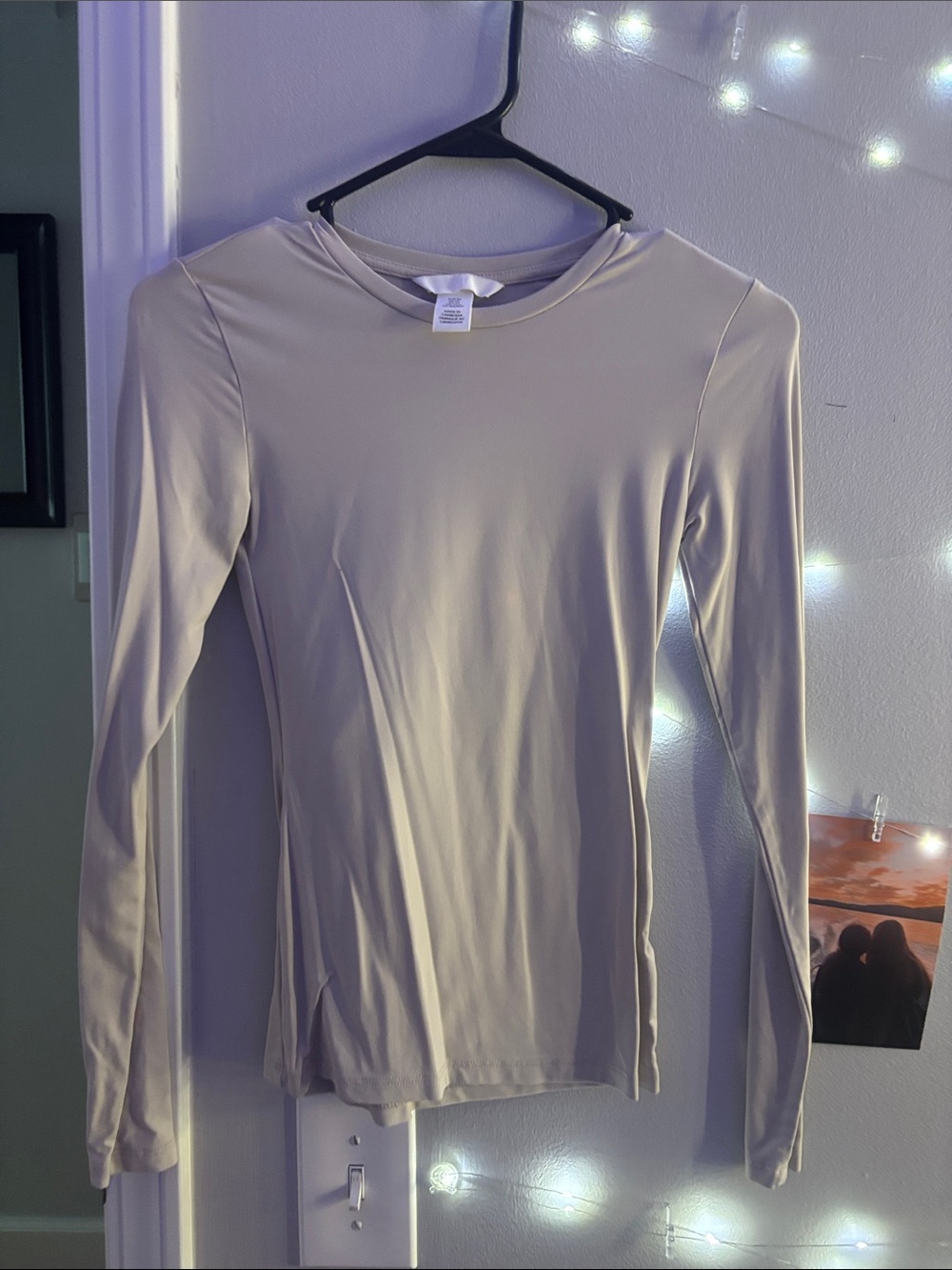 Isabel Marant pour H&M Long-Sleeve Crewneck Top in Light Beige